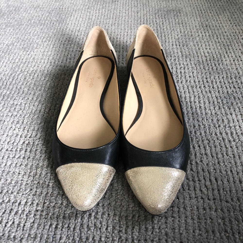 Kate Spade black and gold flats